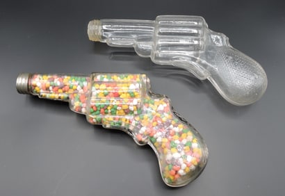 Lot of 2 glass candy container guns,