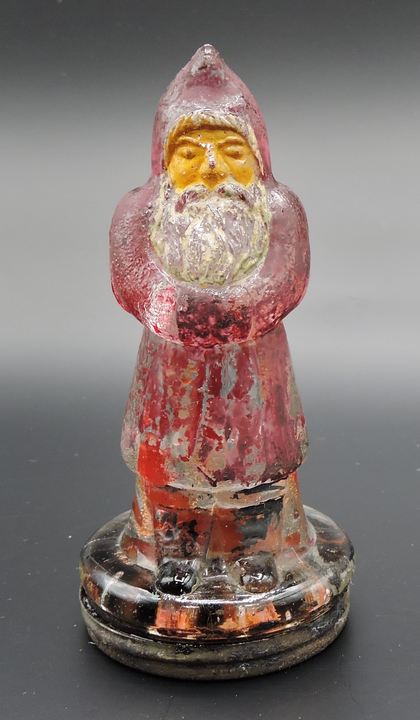 Painted Santa glass candy container, (1 of 2)