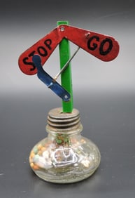 Stop N Go glass candy container,