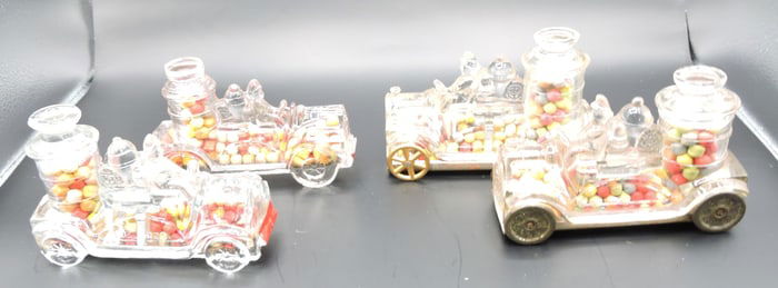 Lot of 4 fire engine glass candy