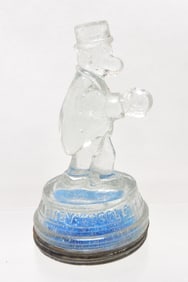 'Barney Google' glass candy container,