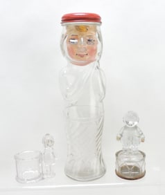 Lot of 3 Kewpie style glass candy