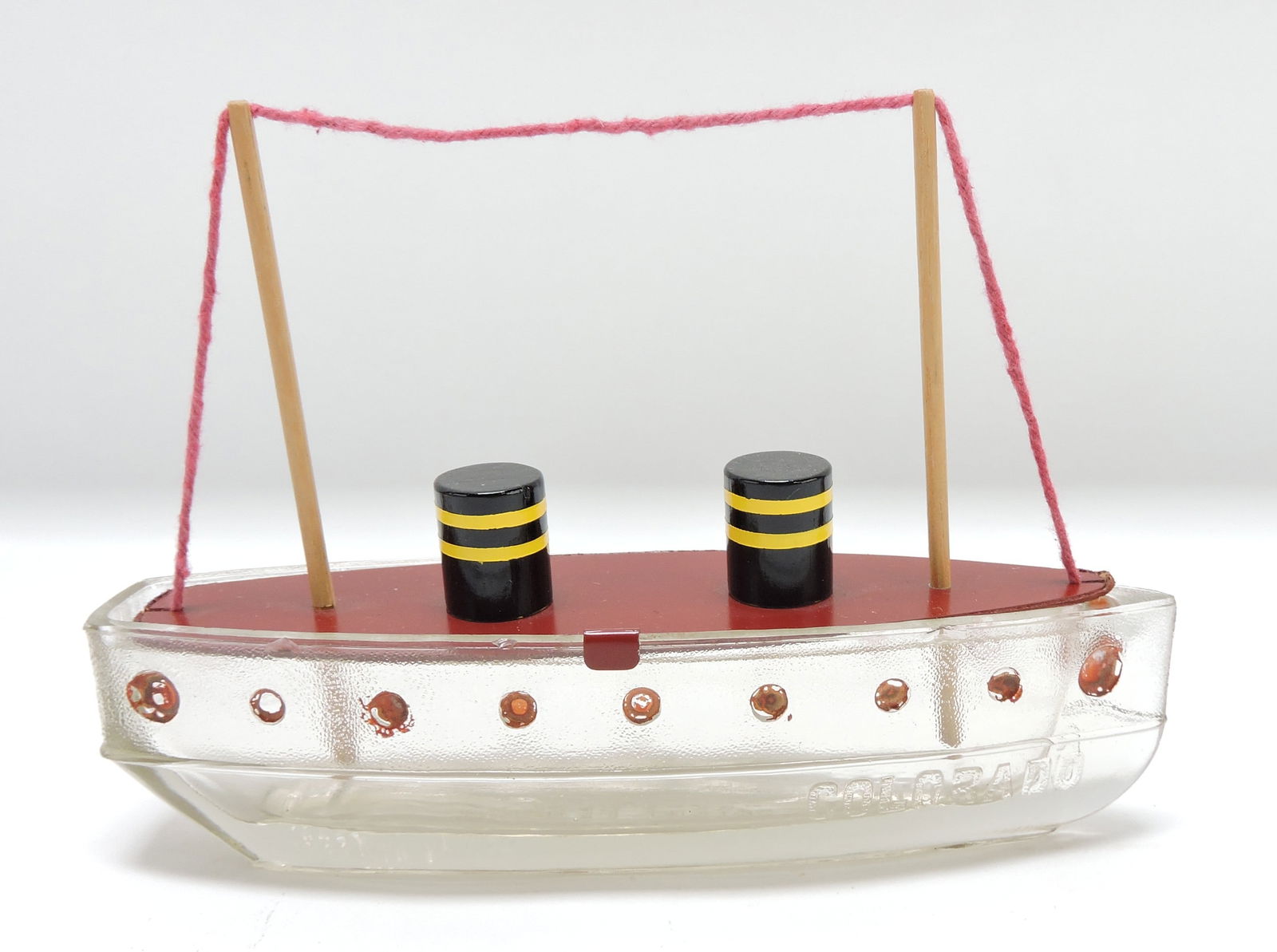 'Colorado' ship glass candy container, (1 of 2)