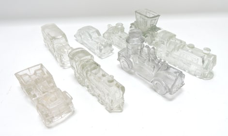 Lot of 8 glass candy containers,