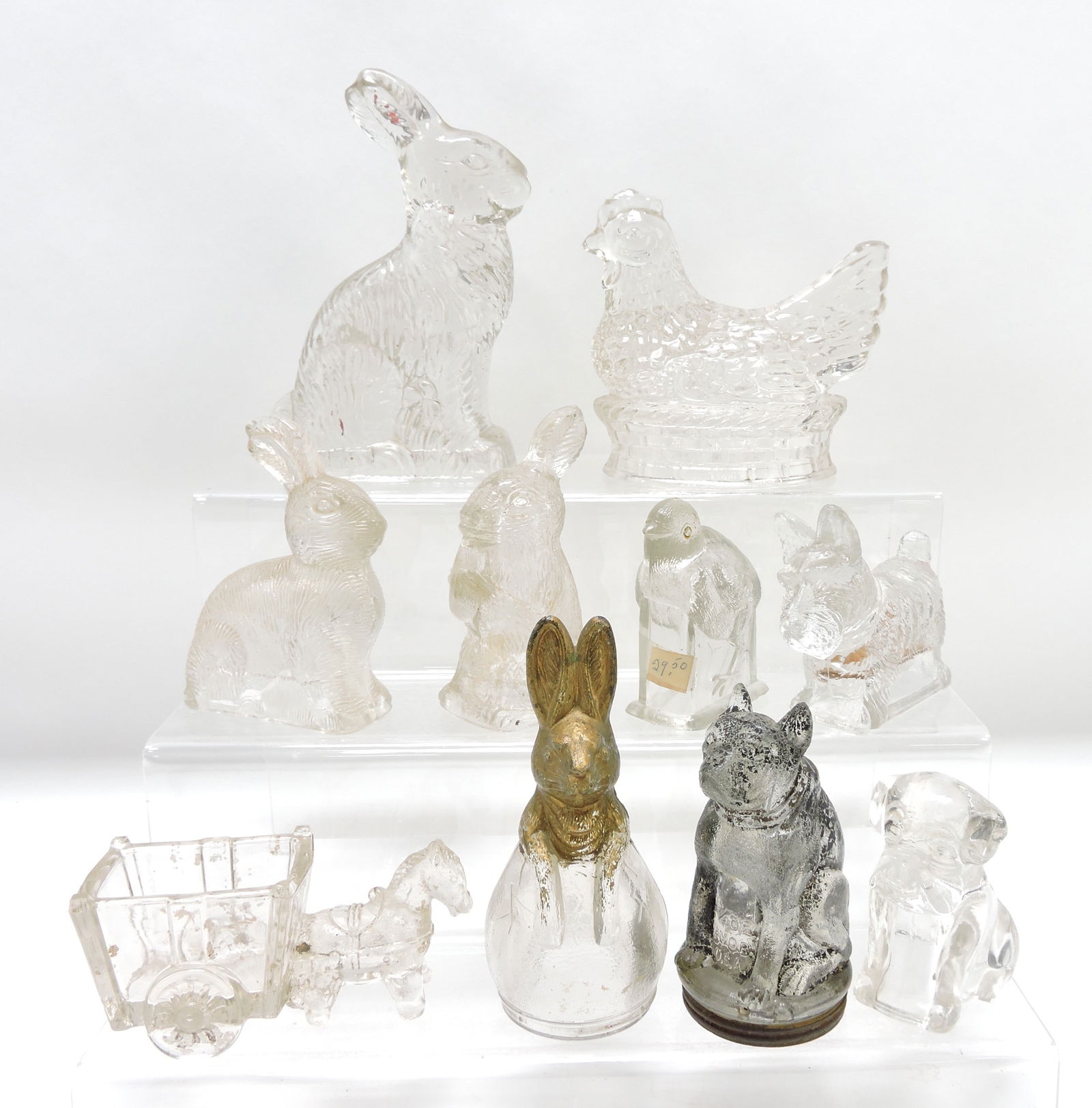 Lot of 10 animal glass candy containers, (1 of 1)