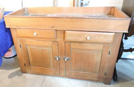 Early square nailed dry sink,