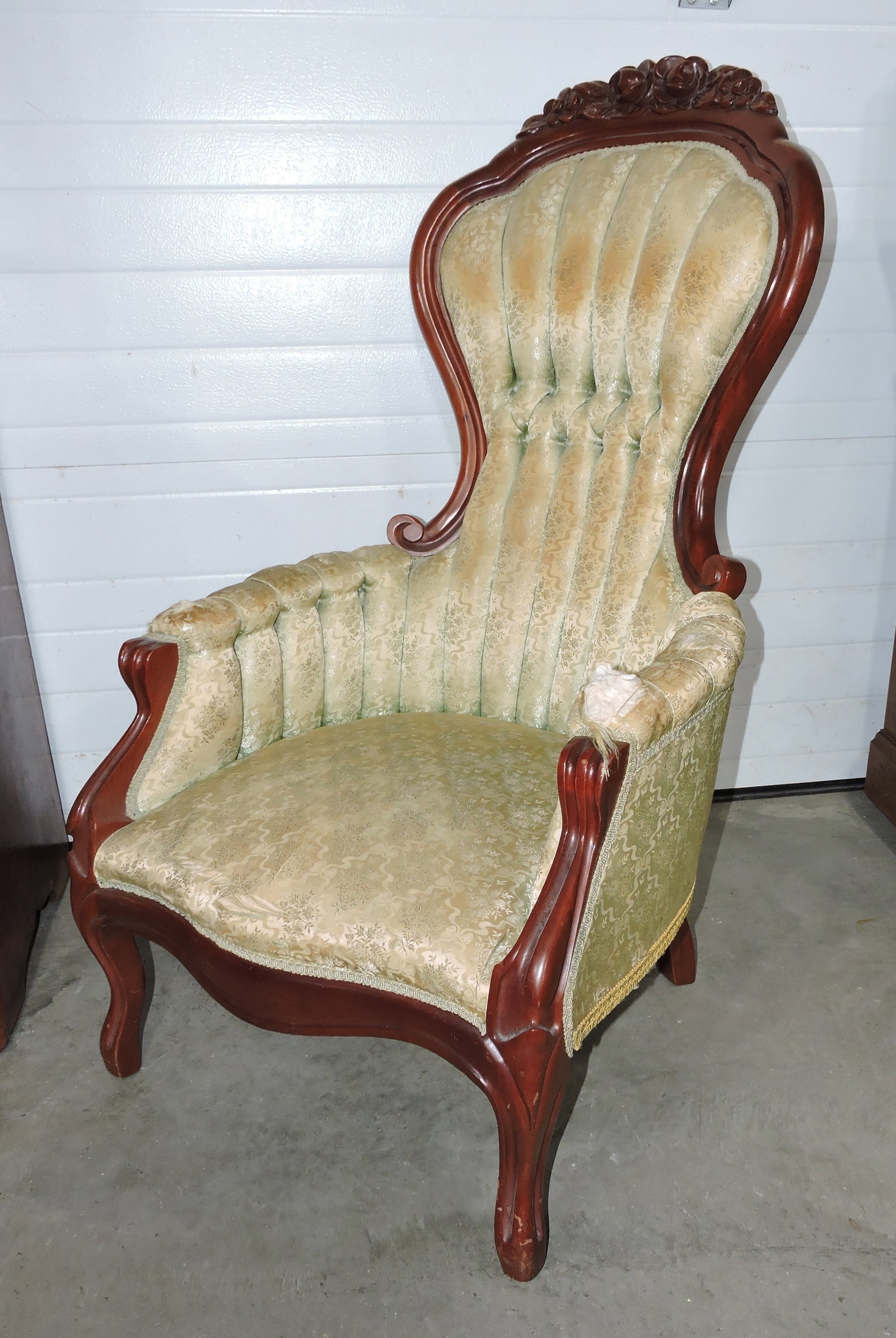 Victorian style lady's parlor chair,: 45"h