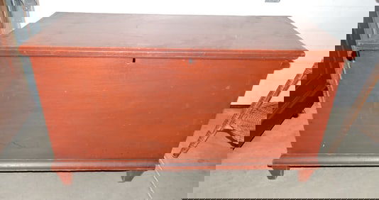 Ohio Mennonite red painted blanket chest