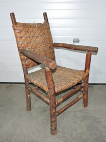 Old Hickory arm chair, 38"h, 23"w