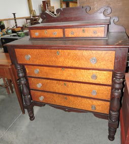 Mahogany chest with bird's eye maple