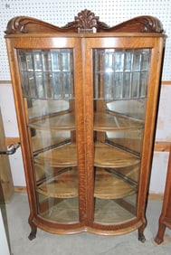 Magnificent oak curved glass corner