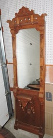 Walnut pier mirror, 83"h, 27"w
