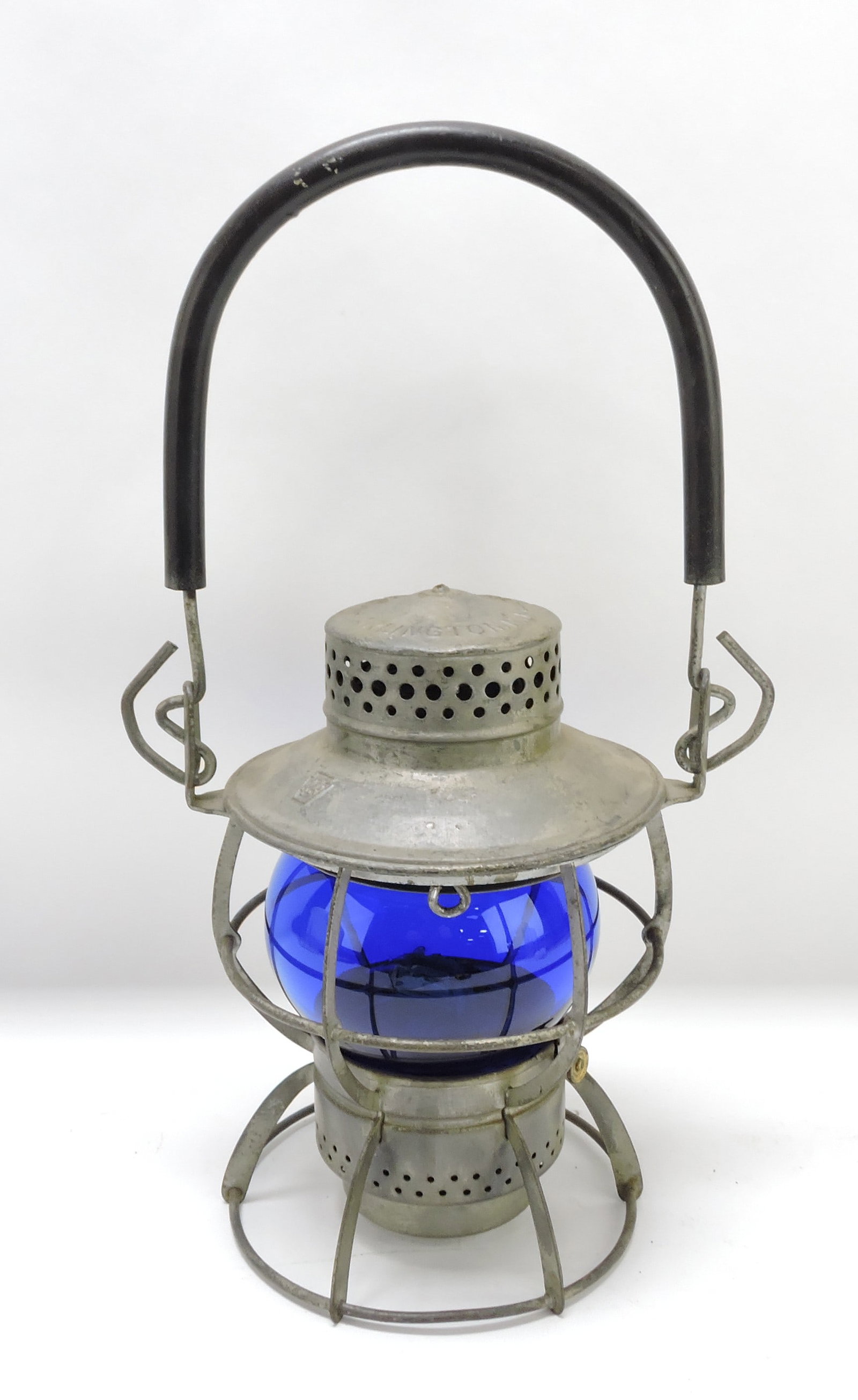 Dressel Pennsylvania Railroad lantern: with cobalt shade, 9"