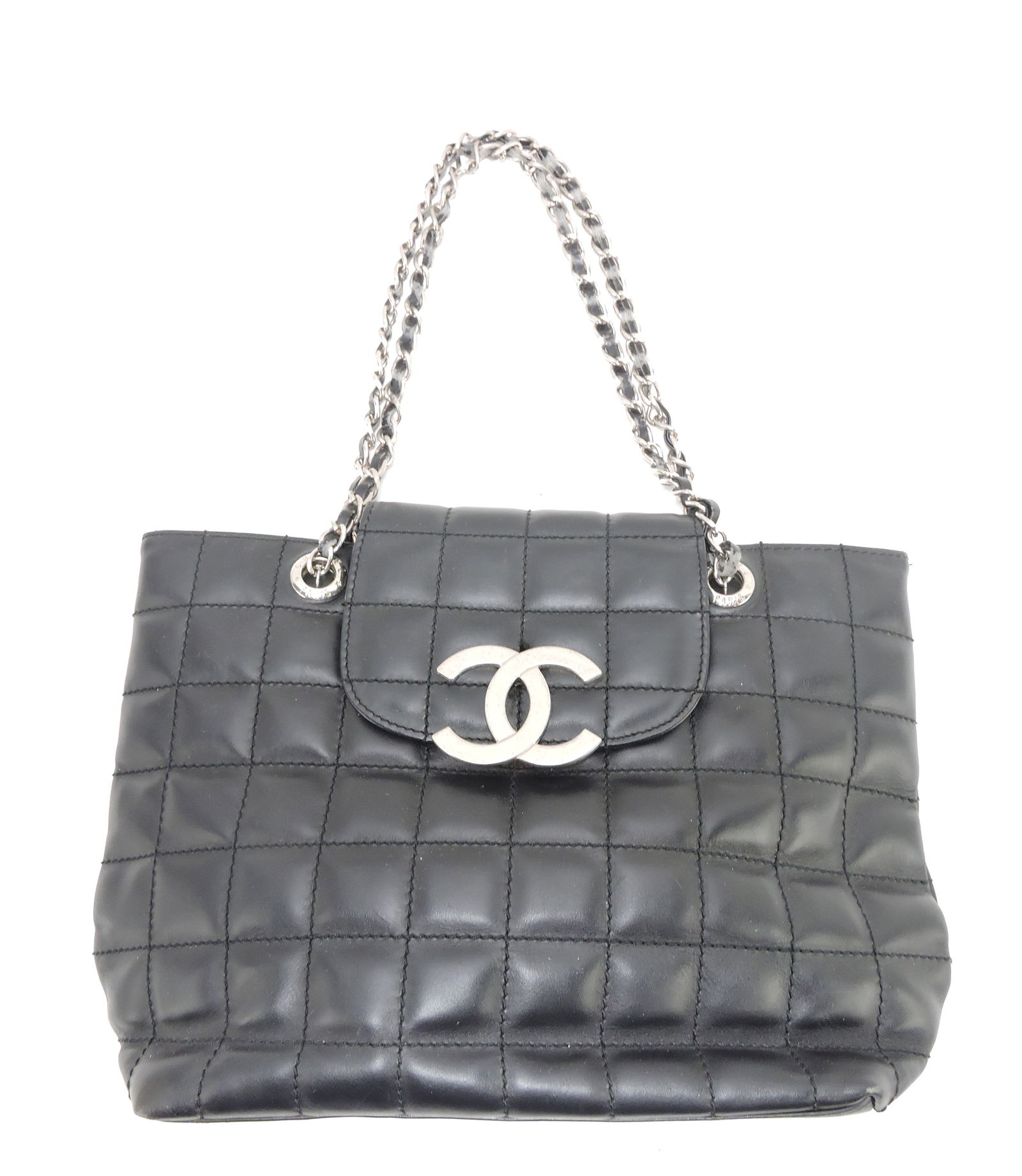 Chanel lady's black leather handbag, (1 of 3)