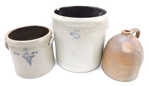 Lot of 3 stoneware pieces,