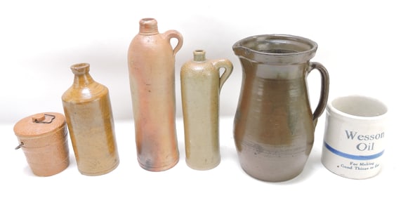 Stoneware lot of 6 pieces, 4" to 12",