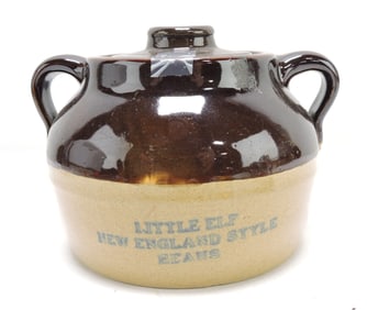 Little Elf stoneware bean crock,