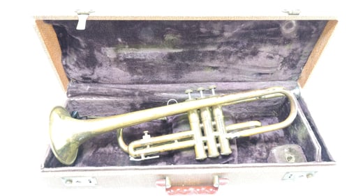 Brass trumpet with case