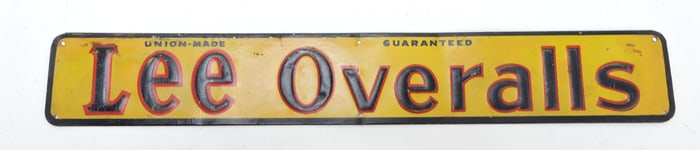 Lee Overalls embossed metal sign,