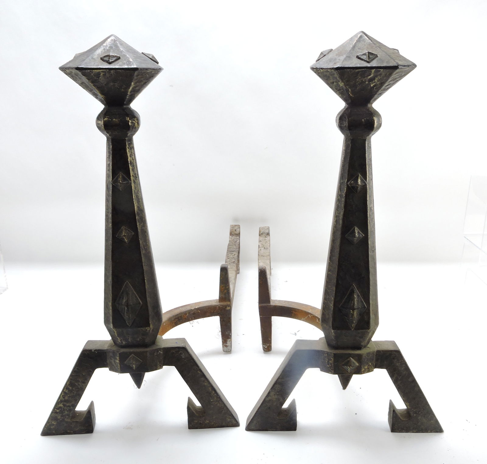 Bradley - Hubbard cast iron pair of: andirons, 20 1/2"h, 23"d