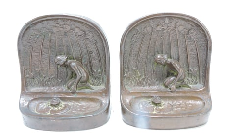 Pair of bronze clad bookends with