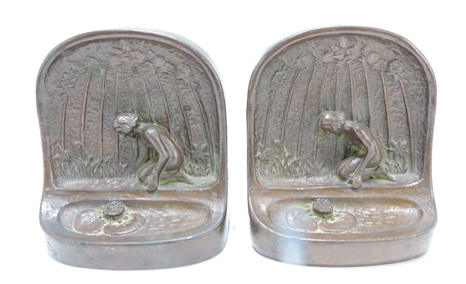 Pair of bronze clad bookends with (1 of 1)