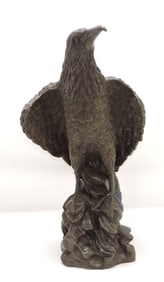 Bronze eagle sculpture, signed