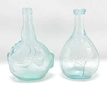 Aqua glass fish flask and