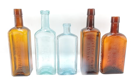 Lot of 5 bitters bottles, 7" to 9"