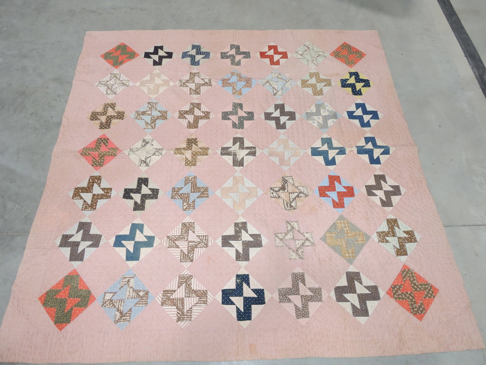 Antique quilt, wear, 79"x78": .