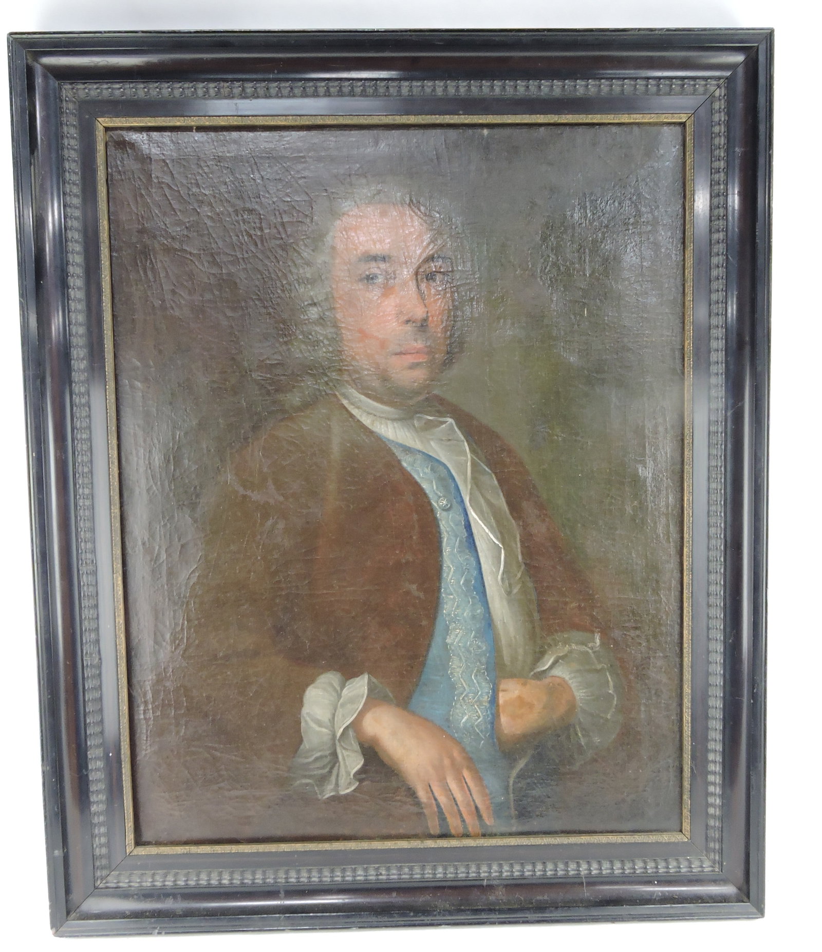 Early oil on canvas of a portrait: of a gentleman, image size 31 1/2" x 25, frame size 37"x31"