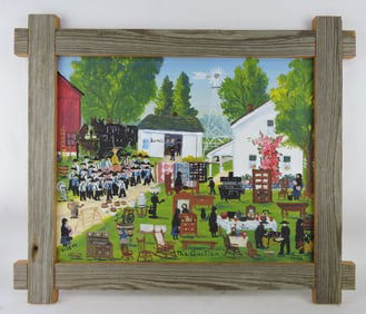 Emma Schrock painting on panel,