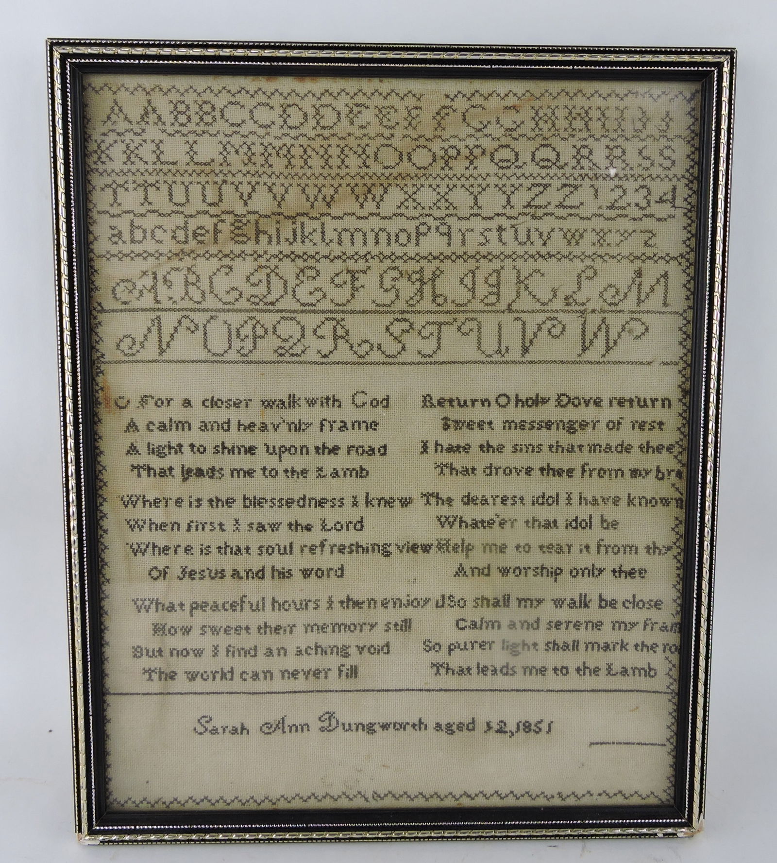 Religious sampler, Sarah Ann Dungworth (1 of 1)