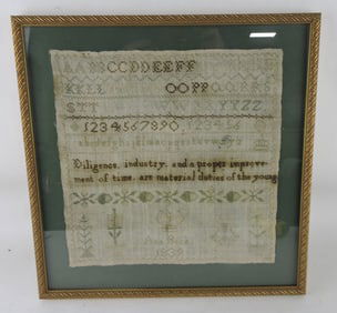 Framed sampler, Ann Beck, 1839,