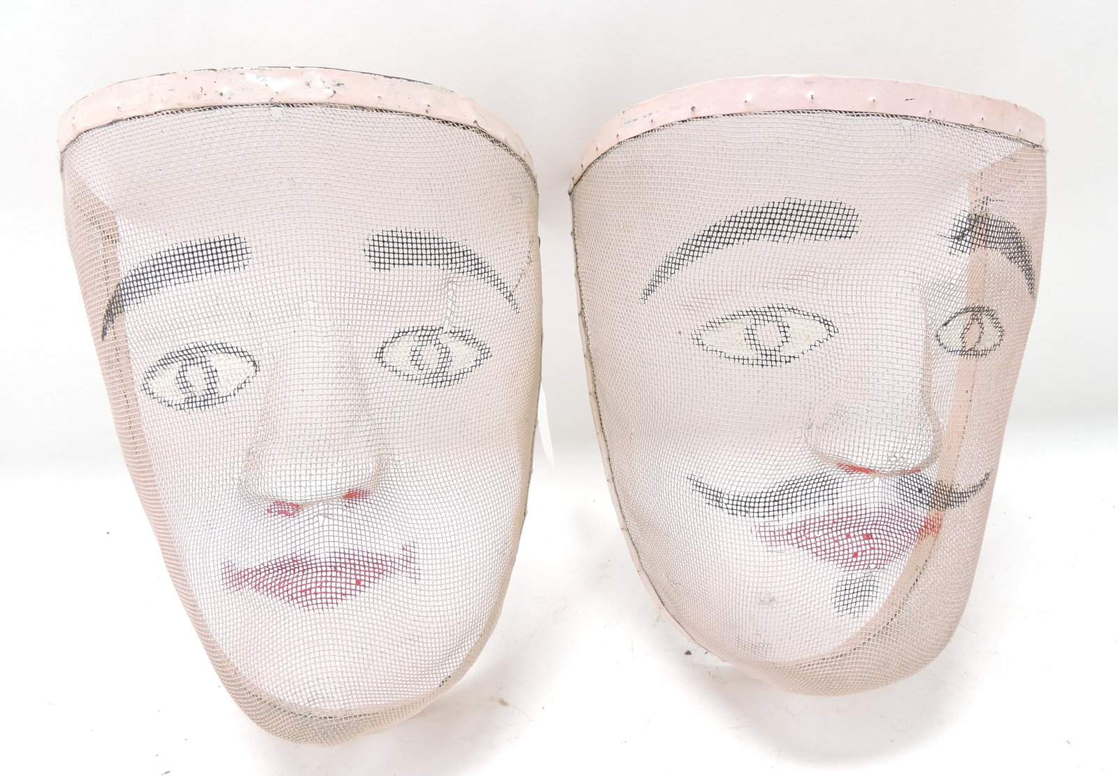 John Canoe pair of mesh dance masks,: 8"x6"