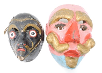 Lot of 2 Maya wooden dance masks