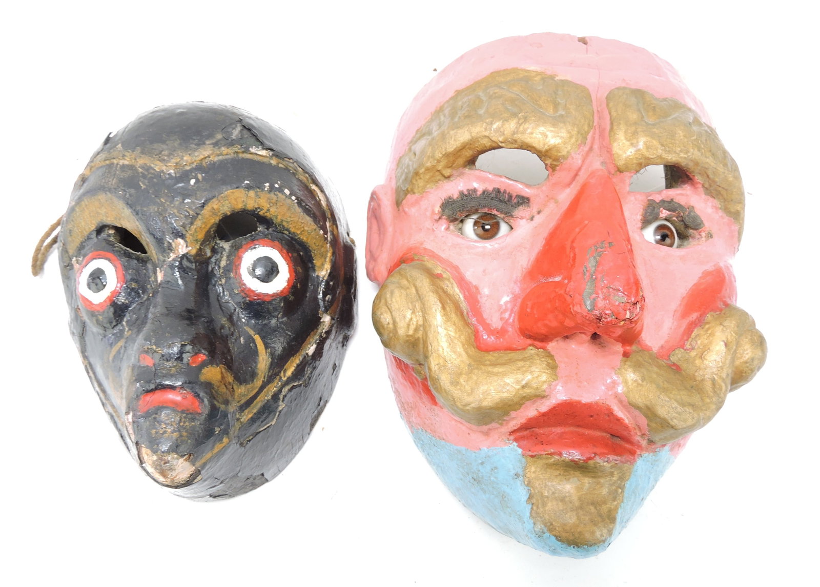 Lot of 2 Maya wooden dance masks: .