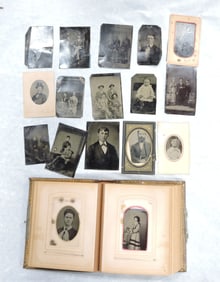 Photo album with tin types and