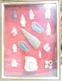 Lot of Indian relics, 13"x10"