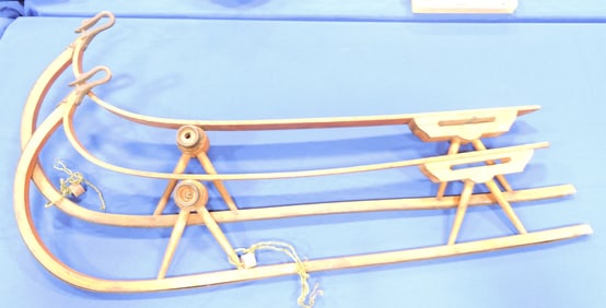 Pair of wooden sleigh runners with
