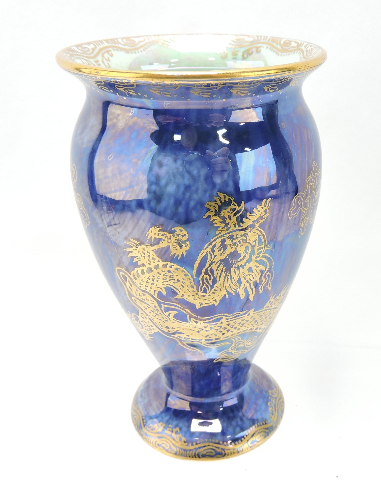 Wedgwood dragon luster vase,: 4 3/8"