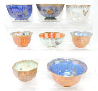 Wedgwood luster lot of 8 small bowls,: 2 3/4" to 4"