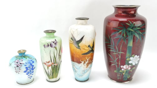 Lot of 3 early Cloisonne vases,