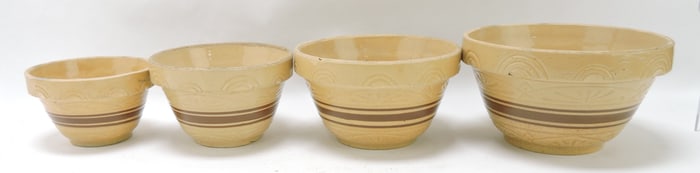Yellow ware set of 4 graduated bowls