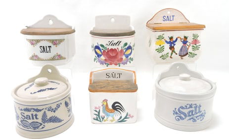 Lot of 6 salt boxes, 5" to 6",