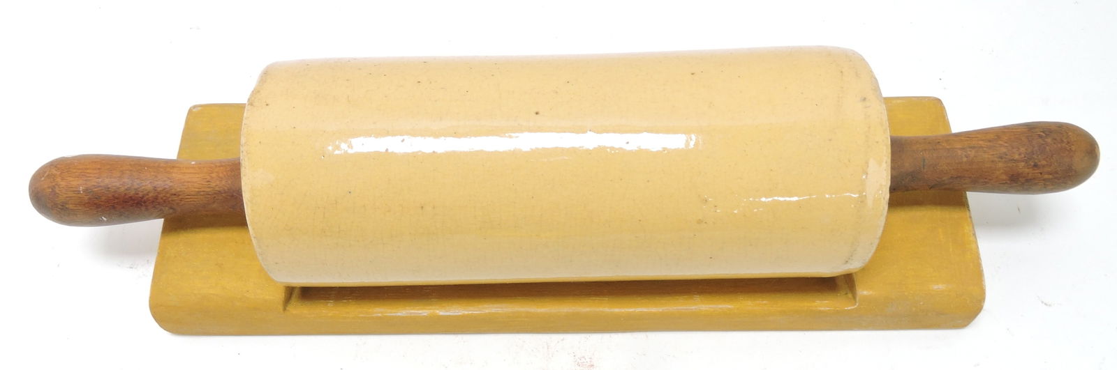 Yellow ware rolling pin, 15" (1 of 1)