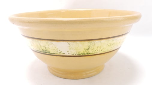 Yellow ware mocha large mixing bowl