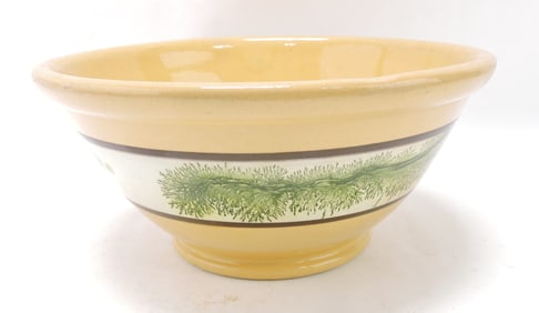 Yellow ware mocha large mixing bowl