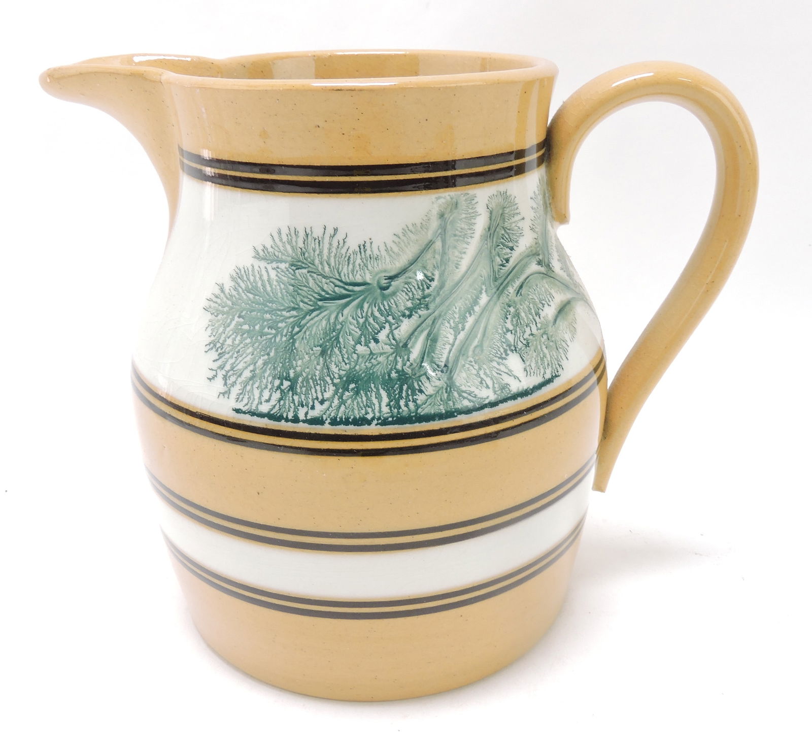 Yellow ware mocha pitcher with (1 of 2)
