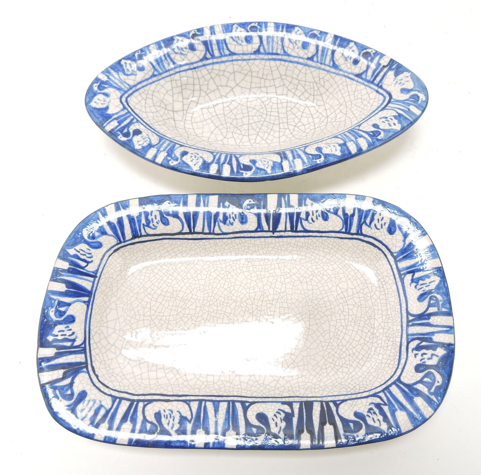 Dedham Pottery swan lot of 2 trays, (1 of 2)
